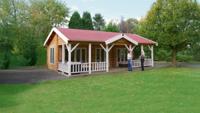 Lugarde Blokhut B54 850x550 cm - 44 mm- Zadeldak- Onbehandeld vurenhout- Lugarde