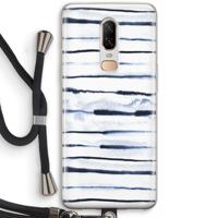 Ink Stripes: OnePlus 6 Transparant Hoesje met koord