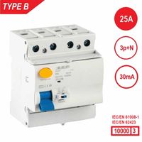 SEP RCD1 Type B aardlekschakelaar 4 polig 25A 30mA 10kA