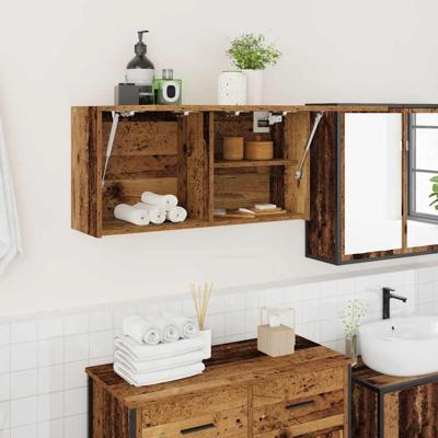 Badkamerwandkast 80x25x40 cm bewerkt hout oud houtkleurig