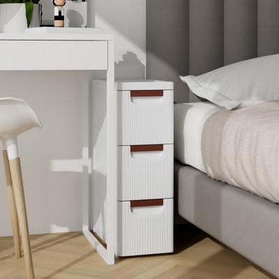 Nissenkast Smal met Wielen Nissenplank 20cm Breed Nissenwagen met 4 Laden Wit (3 Laden)