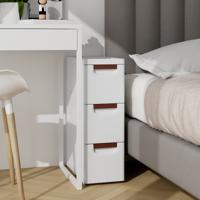Nissenkast Smal met Wielen Nissenplank 20cm Breed Nissenwagen met 4 Laden Wit (3 Laden)