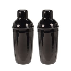 Set van 2x cocktailshakers zwart 500 ml RVS