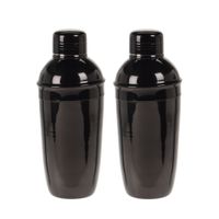 Set van 2x cocktailshakers zwart 500 ml RVS