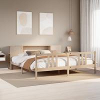 Bed met boekenkast zonder matras massief grenenhout 200x200 cm