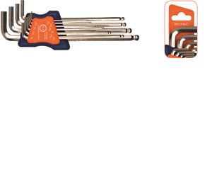 Rotec 10 dlg.Inbussl.set lang Kogelkop inch 1/16 - 3/8 (nikkel) - 8829006