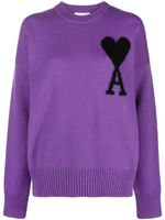 AMI Paris pull en laine à logo en intarsia - Violet