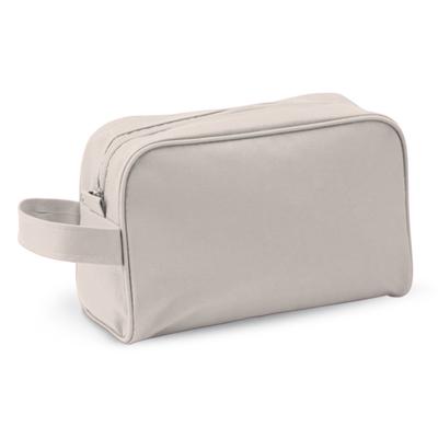 Toilettas/make-up tas met handvat - beige - 21 x 14 x 10 cm - kind/volwassenen - Reis