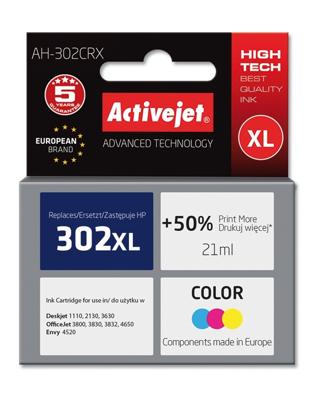 Activejet AH-302CRX inkt (vervanging HP 302XL F6U67AE; Premium; 21 ml; kleur)