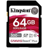 Kingston Canvas React Plus SD-kaart 64 GB Class 10 UHS-II Kingston Canvas React Plus SD-kaart 64 GB Class 10 UHS-II