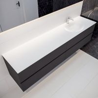 Mondiaz Vica Moon badmeubel antraciet mat 200 cm 4 lades solid surface enkele spoelbak rechts 1 kraangat