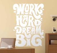 Motivatie muurstickers Werk hard droom groots - thumbnail