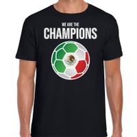 Mexico WK supporter t-shirt we are the champions met Mexicaanse voetbal zwart heren - thumbnail