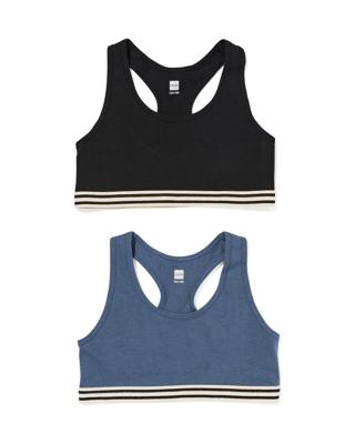 HEMA Kinder croptops stretch katoen - 2 stuks zwart (zwart)