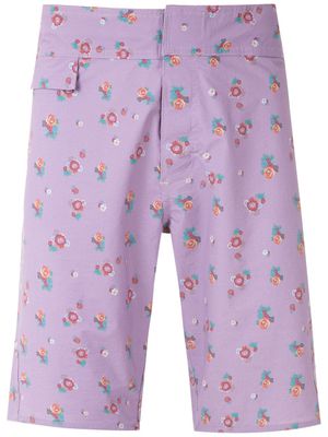 Amir Slama short de bain à fleurs - Violet