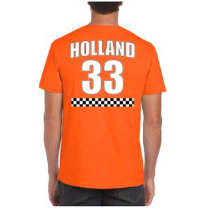 Oranje t-shirt met rugnummer 33 - Holland / Nederland race fan shirt voor heren