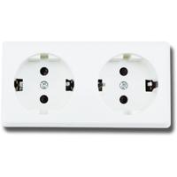 Witte Opbouw Wandcontactdoos 2-Voudig met Randaarde