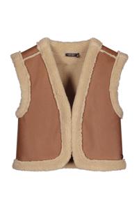 Like Flo Meisjes reversibel gilet teddy - Dewi - Cognac