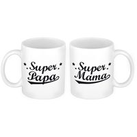 Super papa en mama mok - Cadeau beker set voor Papa en Mama - thumbnail