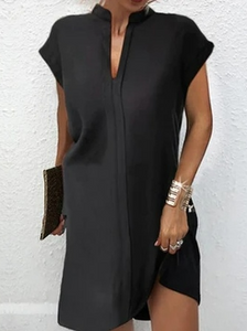 Plain V Neck Elegant Dress