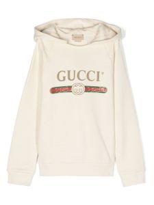 Gucci Kids hoodie à logo imprimé - Tons neutres