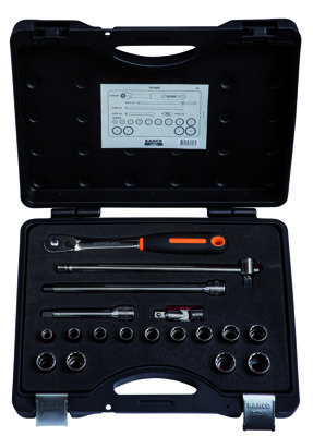 Bahco Doppenset 1/2" | omkeerbare ratel | twaalfkant | metrisch - 18-delig - koffer - 7818DS