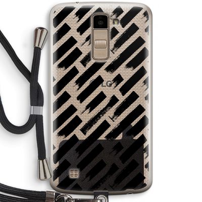 Zwarte vegen: LG K10 (2016) Transparant Hoesje met koord
