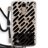 Zwarte vegen: LG K10 (2016) Transparant Hoesje met koord