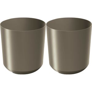 Plantenpot/bloempot Babylon - 2x - kunststof - buiten/binnen - titanium grijs - D24 x H24 cm