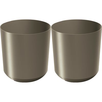 Plantenpot/bloempot Babylon - 2x - kunststof - buiten/binnen - titanium grijs - D24 x H24 cm