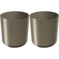 Plantenpot/bloempot Babylon - 2x - kunststof - buiten/binnen - titanium grijs - D24 x H24 cm