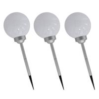 Gerimport solar prikspot - 3x stuks - tuinlamp - grote bol - zonne-energie - h56 cm