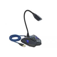 Delock 66330 Zangmicrofoon Dasspeld Zendmethode:USB Incl. kabel USB Zwart, Blauw