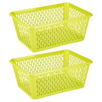 Opbergmand/kastmandje - 2x stuks - 6,5 liter - groen - kunststof - 20 x 30 x 11 cm