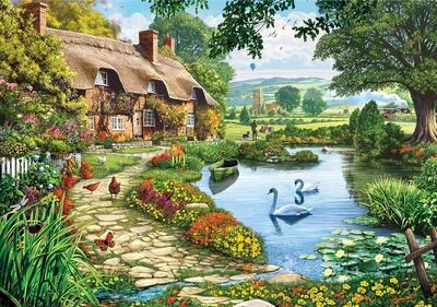 Legpuzzel Huisje bij het meer 1500 stukjes
