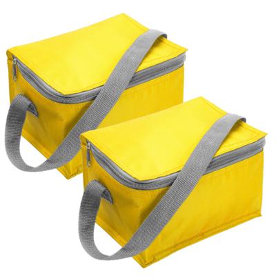 2x kleine koeltas voor 6 blikjes - geel - lunch-drankjes-medicijnen - 20 x 13 x 13 cm