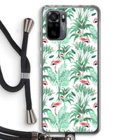 Flamingo bladeren: Xiaomi Redmi Note 10 Pro Transparant Hoesje met koord