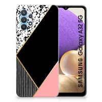 Samsung Galaxy A32 5G TPU Hoesje Zwart Roze Vormen - thumbnail