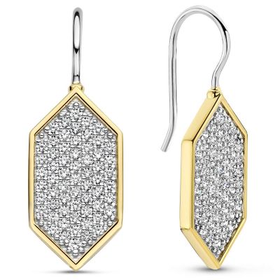 TI SENTO-Milano 7942ZY Oorhangers zilver-zirconia goudkleurig-wit 10 x 29 mm