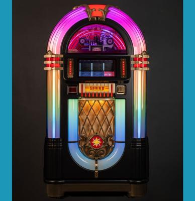 Sound Leisure 80-CD Jukebox 1015 - Matt Black met Brushed Gold Ornamenten