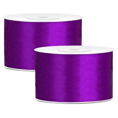 Hobby Sierlint satijn - 2x - Paars - 25 meter - cadeaulint - satijnlint/sierlinten