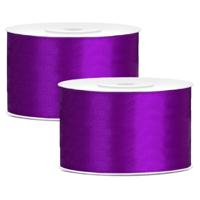 Hobby Sierlint satijn - 2x - Paars - 25 meter - cadeaulint - satijnlint/sierlinten
