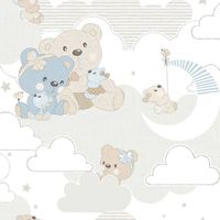 Noordwand Behang Mondo baby Hug Bears blauw en beige - thumbnail