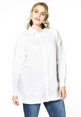 Yoek Overhemdblouse linnen | Wit | Maat 54/56