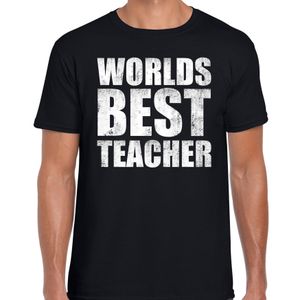 Worlds best teacher / werelds beste leraar cadeau t-shirt zwart heren