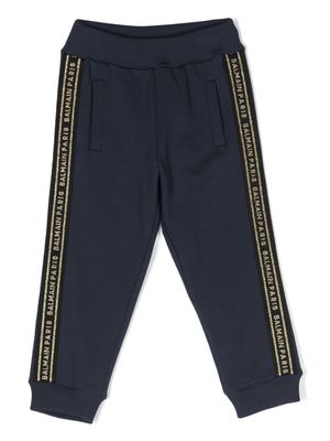 Balmain Kids pantalon de jogging à logo brodé - Bleu