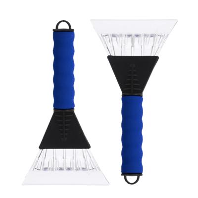 IJskrabber - 2x stuks - blauw - met foam grip - kunststof - 26 x 13 cm - Ruitenkrabber auto - raamkr