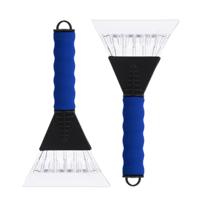 IJskrabber - 2x stuks - blauw - met foam grip - kunststof - 26 x 13 cm - Ruitenkrabber auto - raamkr