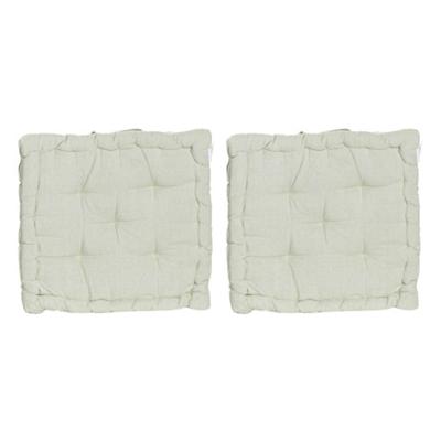 ITEM Vloerkussen Kenya - 2x - lichtgroen - katoen - 40x40x8 cm - extra dik zitkussen - met hengsel