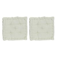 ITEM Vloerkussen Kenya - 2x - lichtgroen - katoen - 40x40x8 cm - extra dik zitkussen - met hengsel